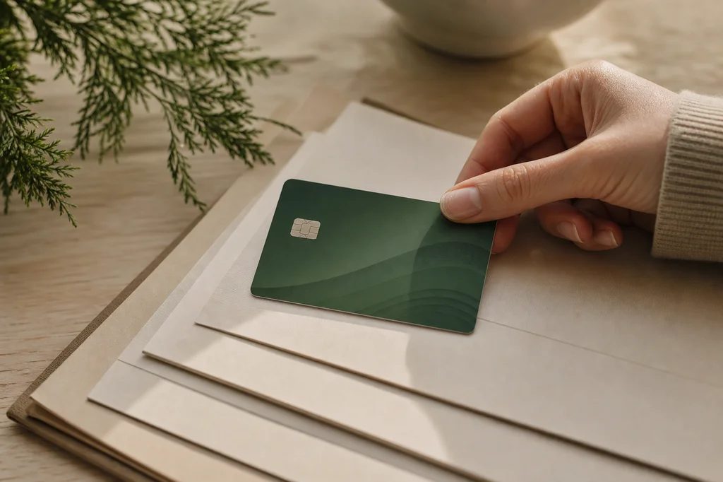 New credit card with documents