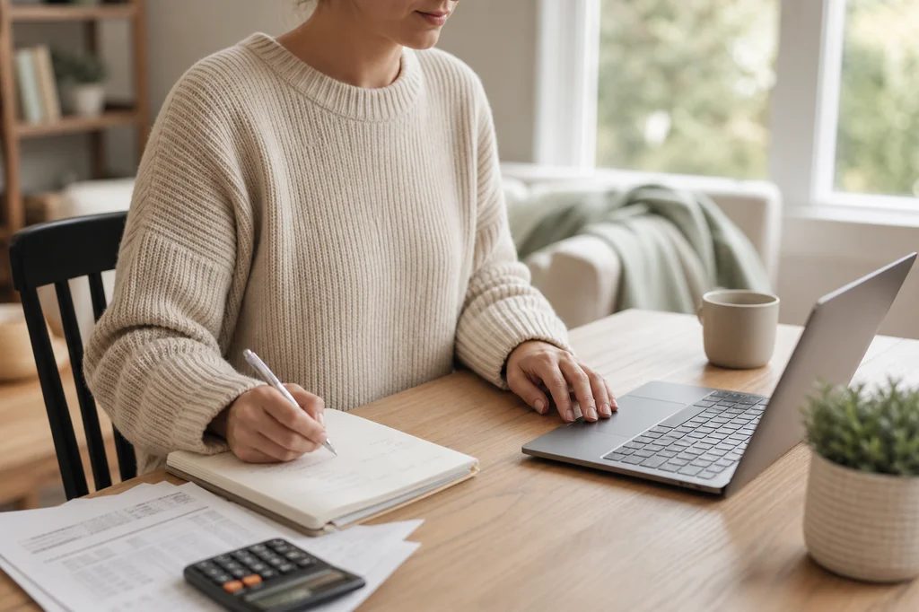 Person working through numbers at a laptop